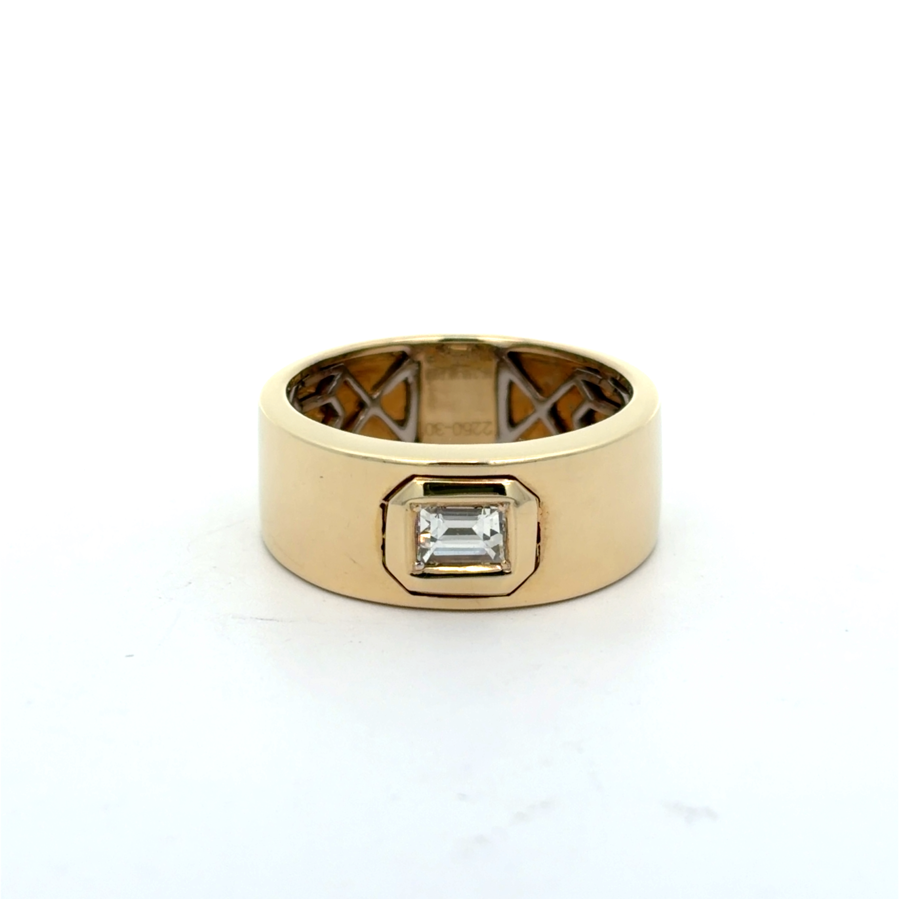 14KT Yellow Gold Band with Emerald Cut Diamond